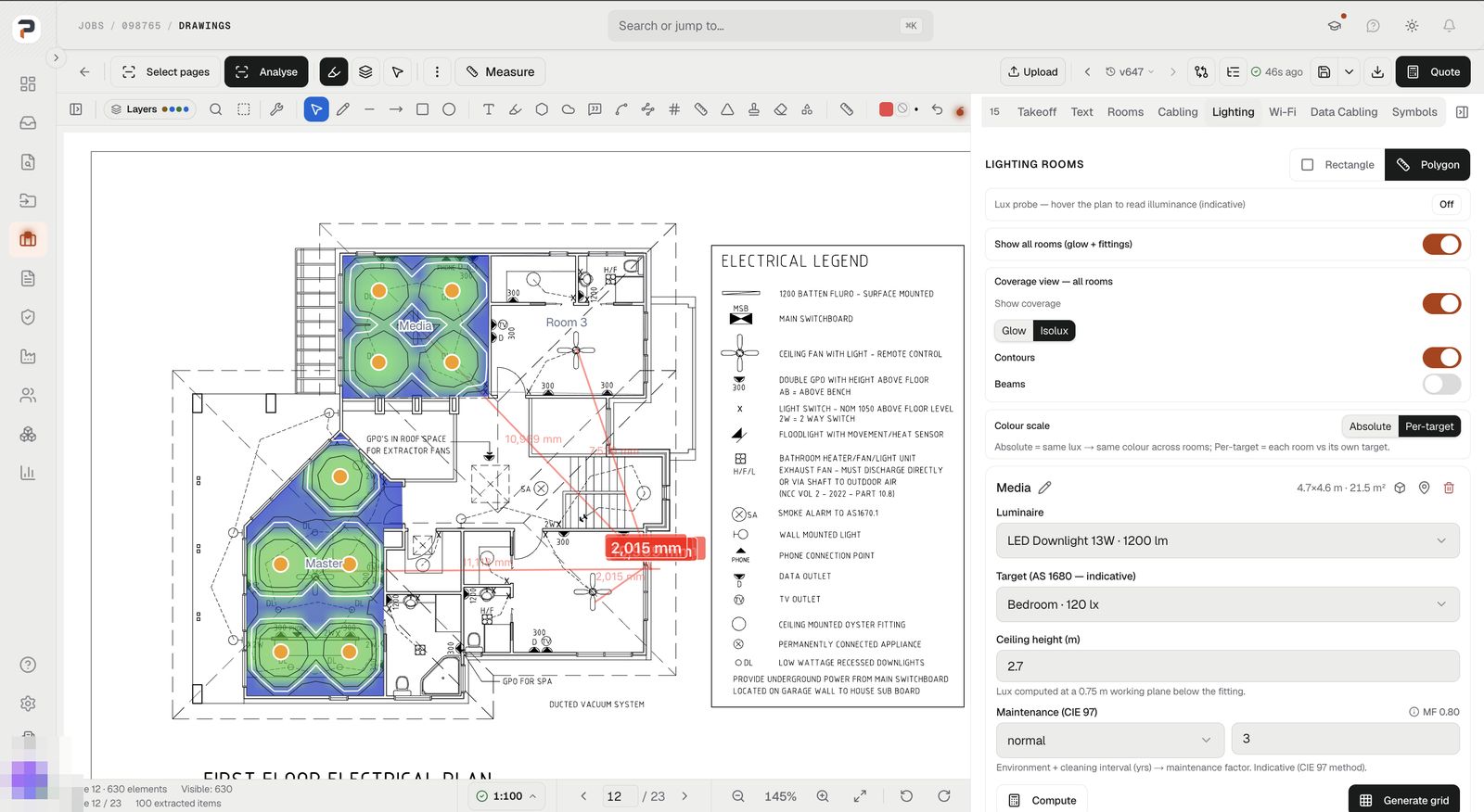 planos — electrical lighting analysis