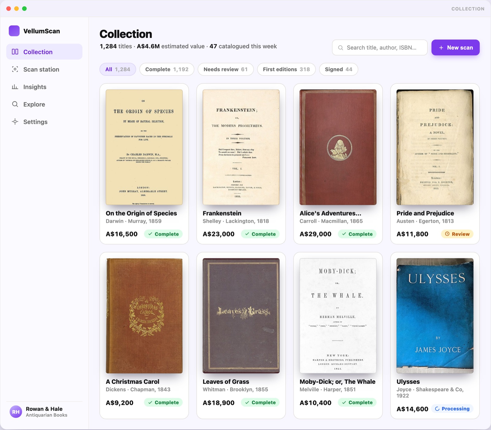 vellumscan collection view