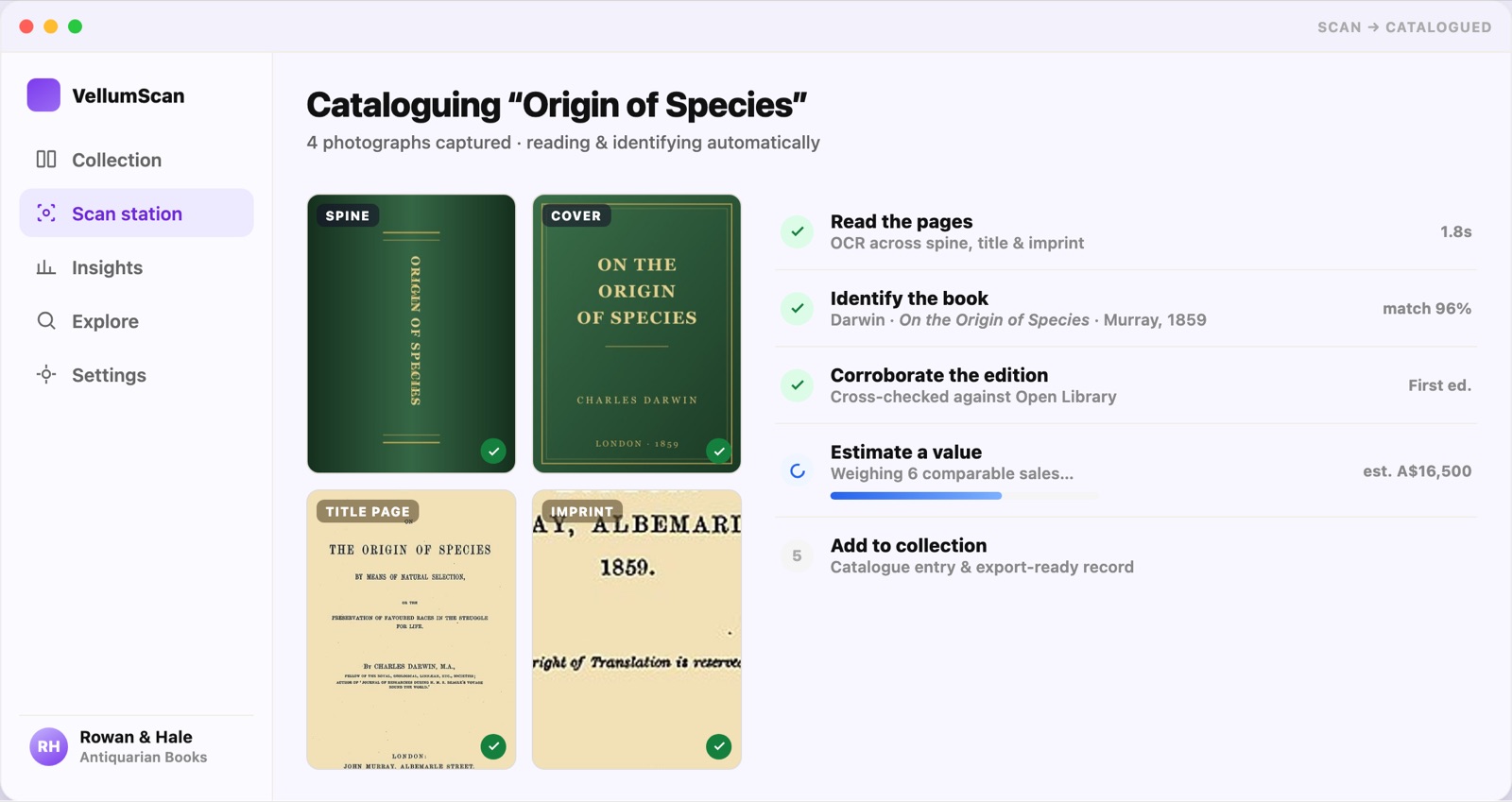 vellumscan — scan station cataloguing